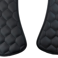 Black Leather Floor Mats with Symmetrical Hex Pattern for Ferrari Roma (2021–2024) with Italian Flag