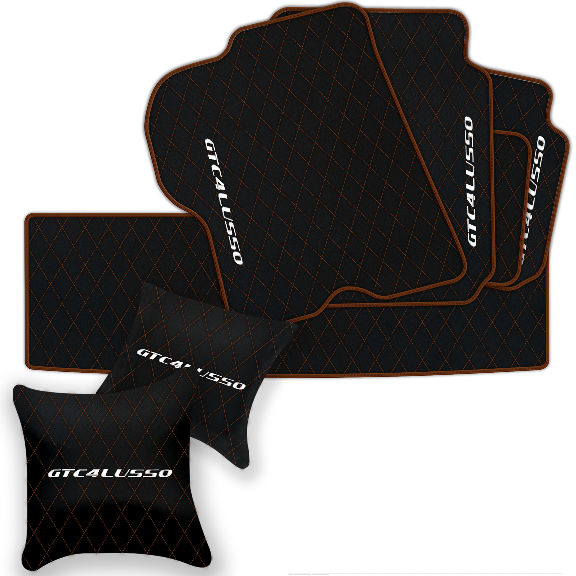 Luxury Black Leather Floor Mats for Ferrari Roma (2021-2024)