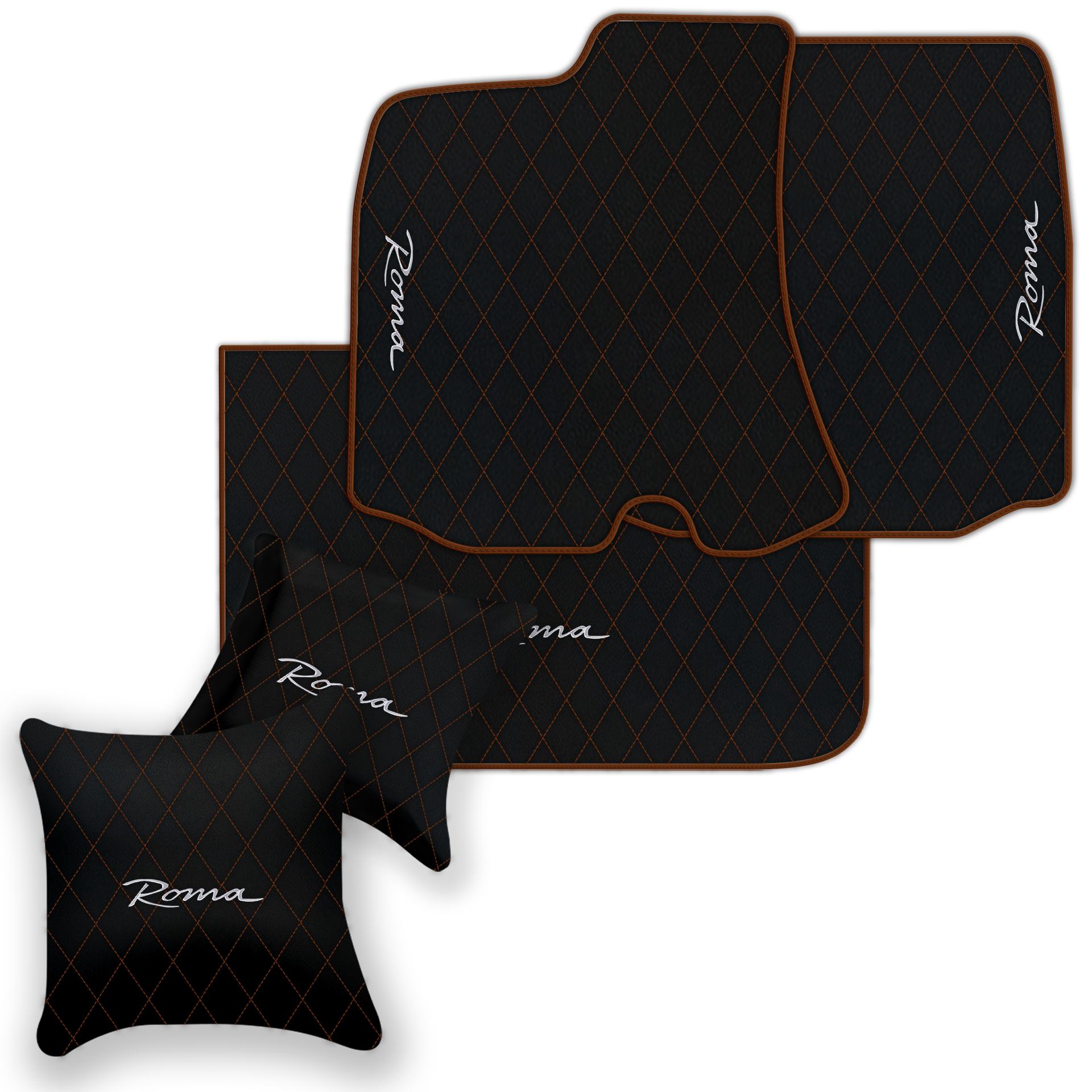 Premium Black Leather Floor Mats for Ferrari Portofino (2018-2023)