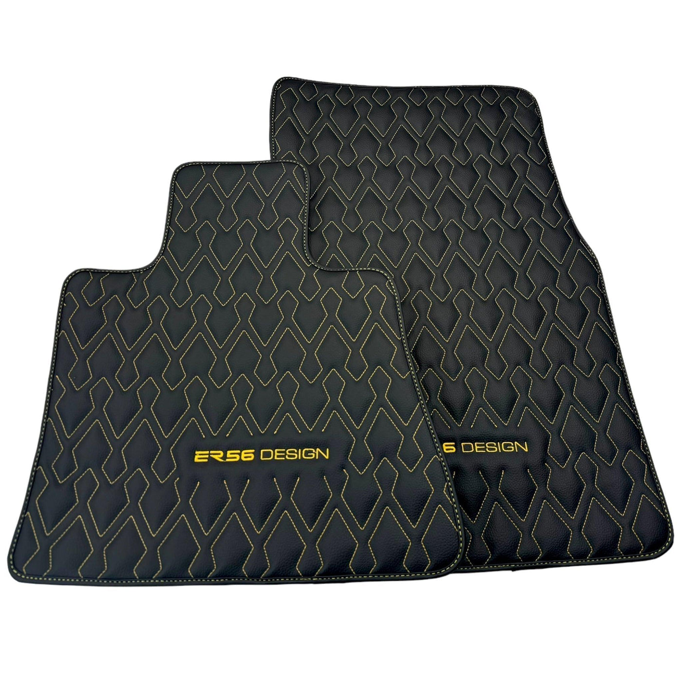 Black Leather Floor Mats for Rolls-Royce Shadow (1965-1977) ER56 Design - AutoWin