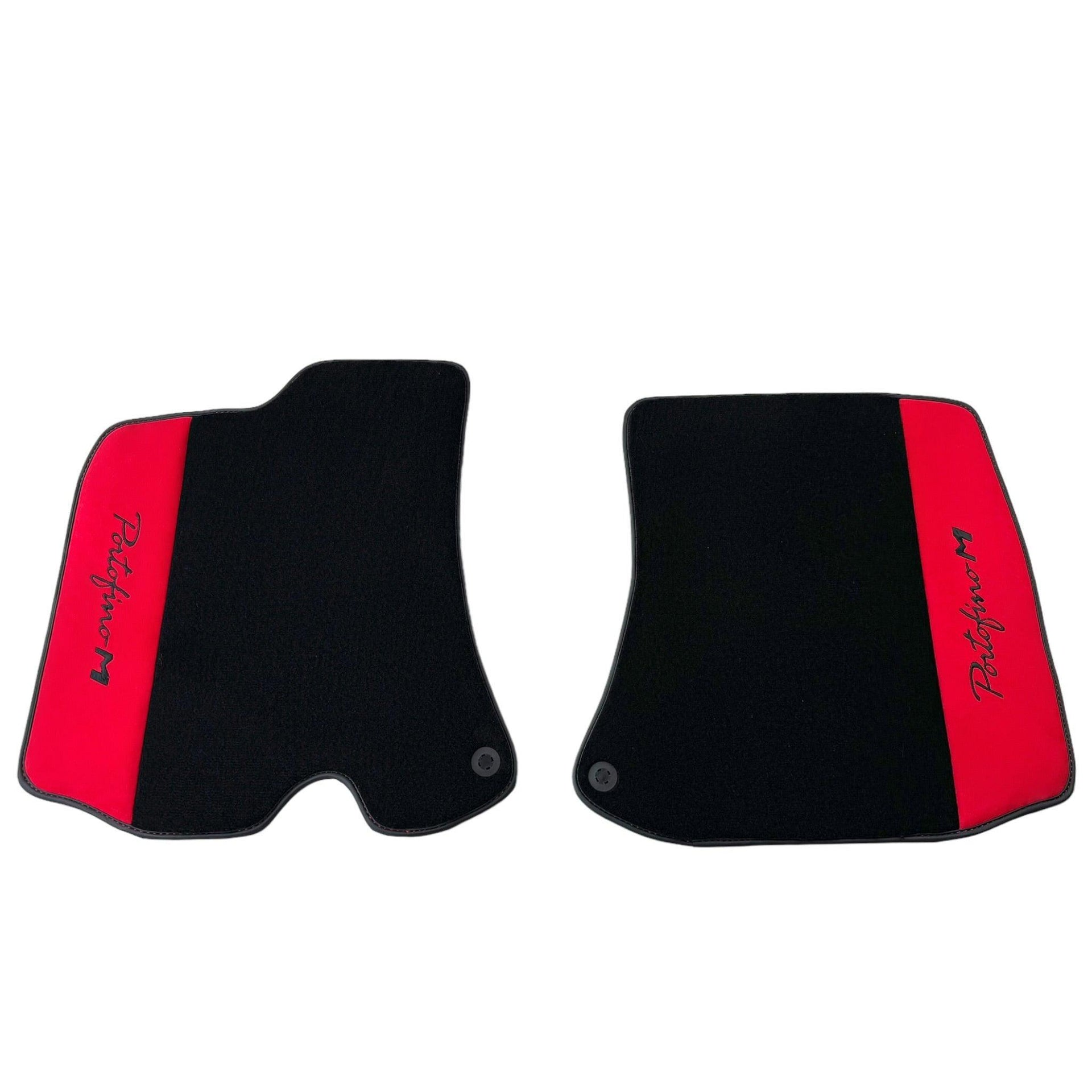 Black Floor Mats for Ferrari Portofino M (2018-2023) with Red Alcantara Leather - AutoWin