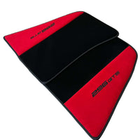 Black Floor Mats for Ferrari 296 GTS (2022-2024) with Red Alcantara Leather - AutoWin