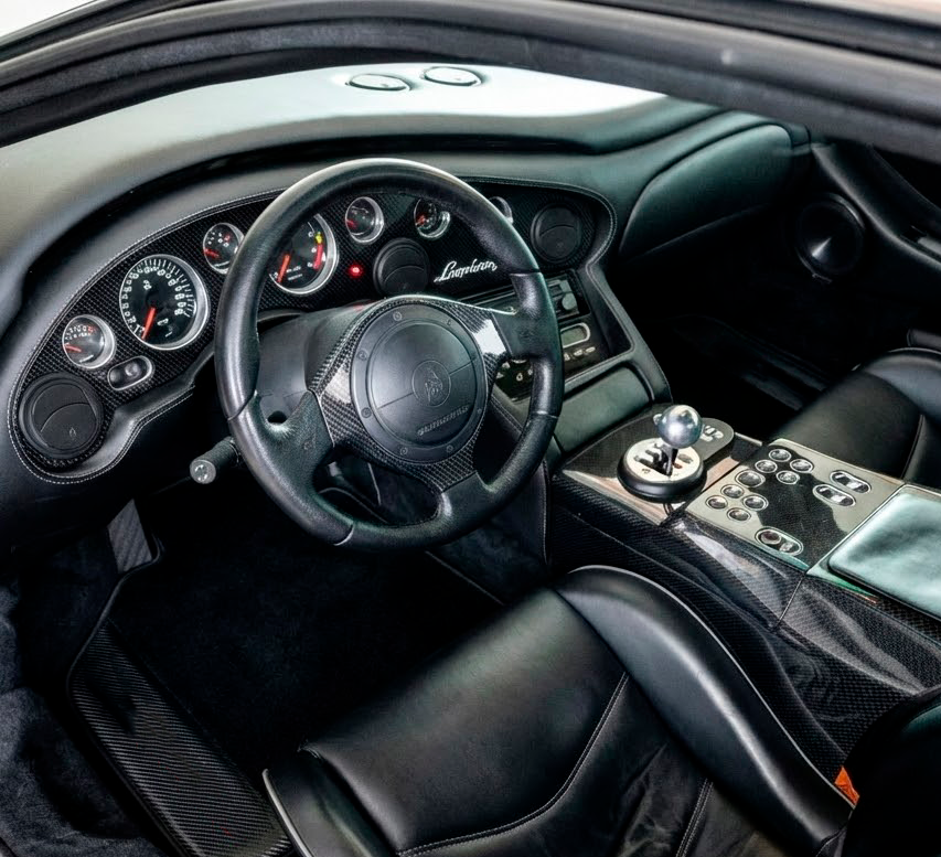 Tapis de voiture noirs personnalisables pour Lamborghini Diablo (1990-2001) en fibre de carbone