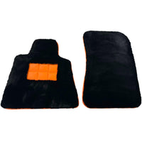 Black Sheepskin Floor Mats for Rolls-Royce Cullinan | Orange Trim - AutoWin
