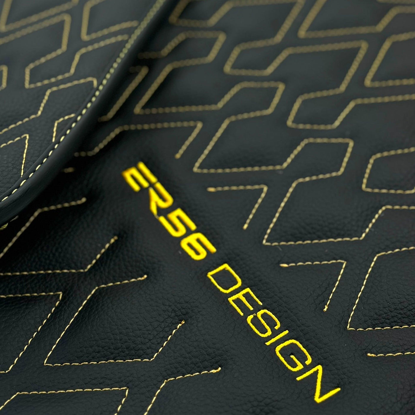 Black Leather Floor Mats for Rolls-Royce Phantom Drophead Coupe (2007-2016) ER56 Design - AutoWin