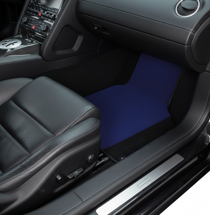 Custom Dark Blue Floor Mats for Lamborghini Gallardo With Alcantara Leather