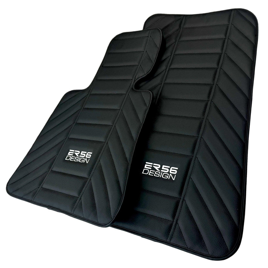 Black Leather Floor Mats for Rolls Royce Dawn (2016-2023) ER56 Design - AutoWin