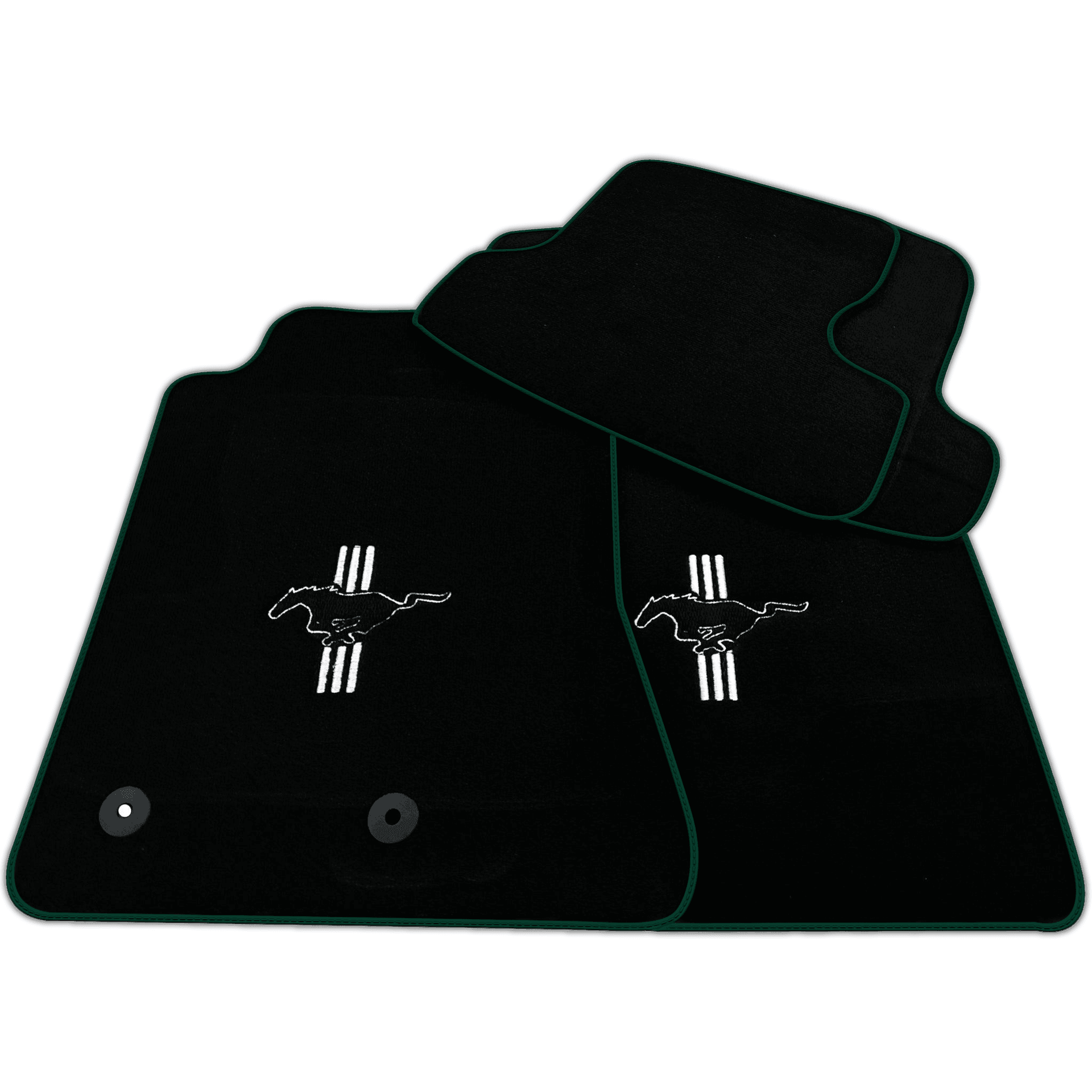 Black Floor Mats for Ford Mustang GT500 Shelby (2015-2021) with Pony | Various Trim Colors