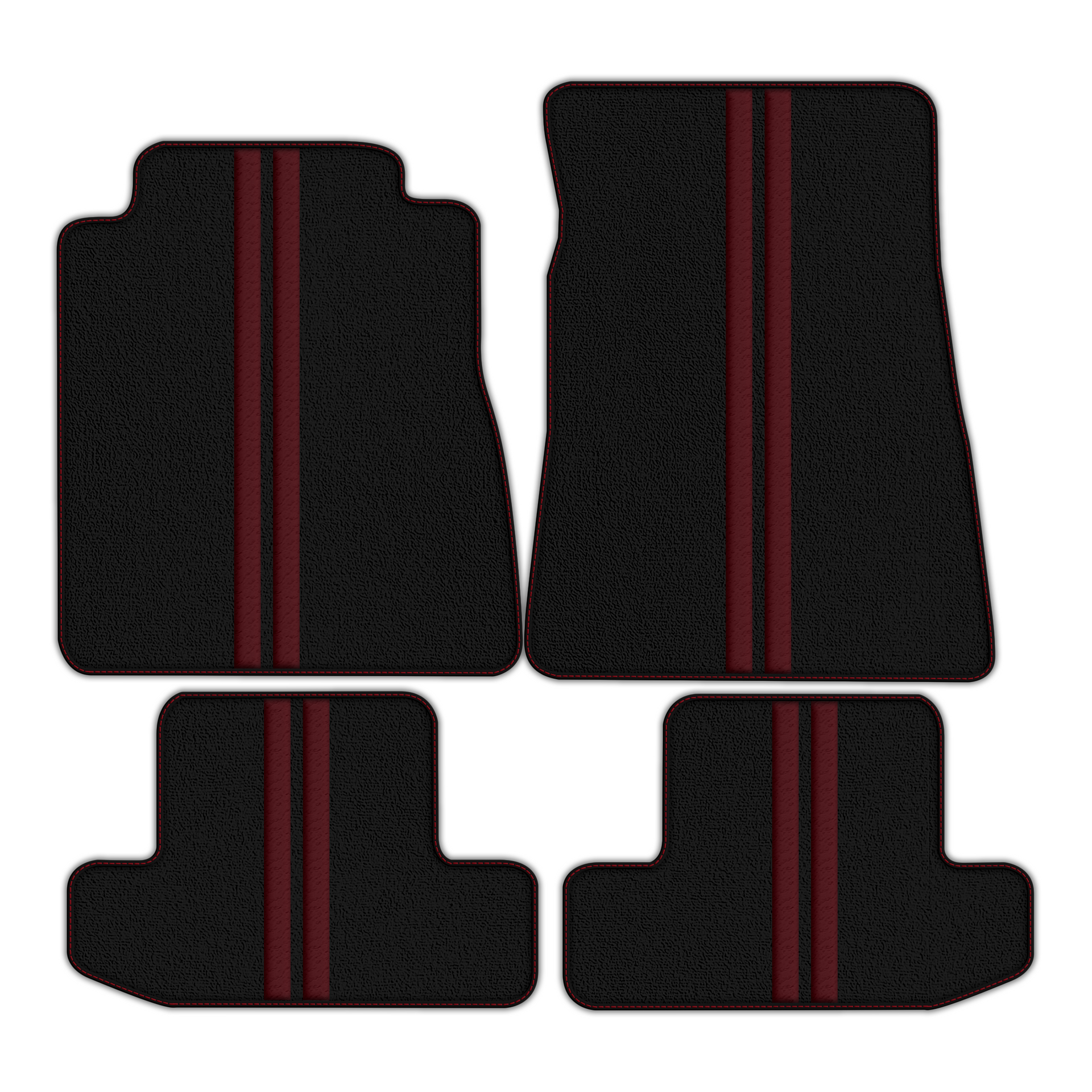 Black Floor Mats with Leather Line for Ford GT500 Shelby (2015-2021) - Various Colors