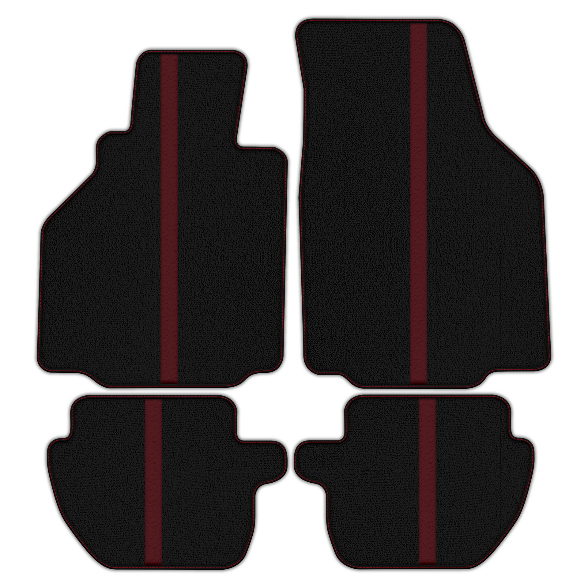 Black Floor Mats with Leather Line for Porsche 911 - 996 (1998-2004) - Various Colors