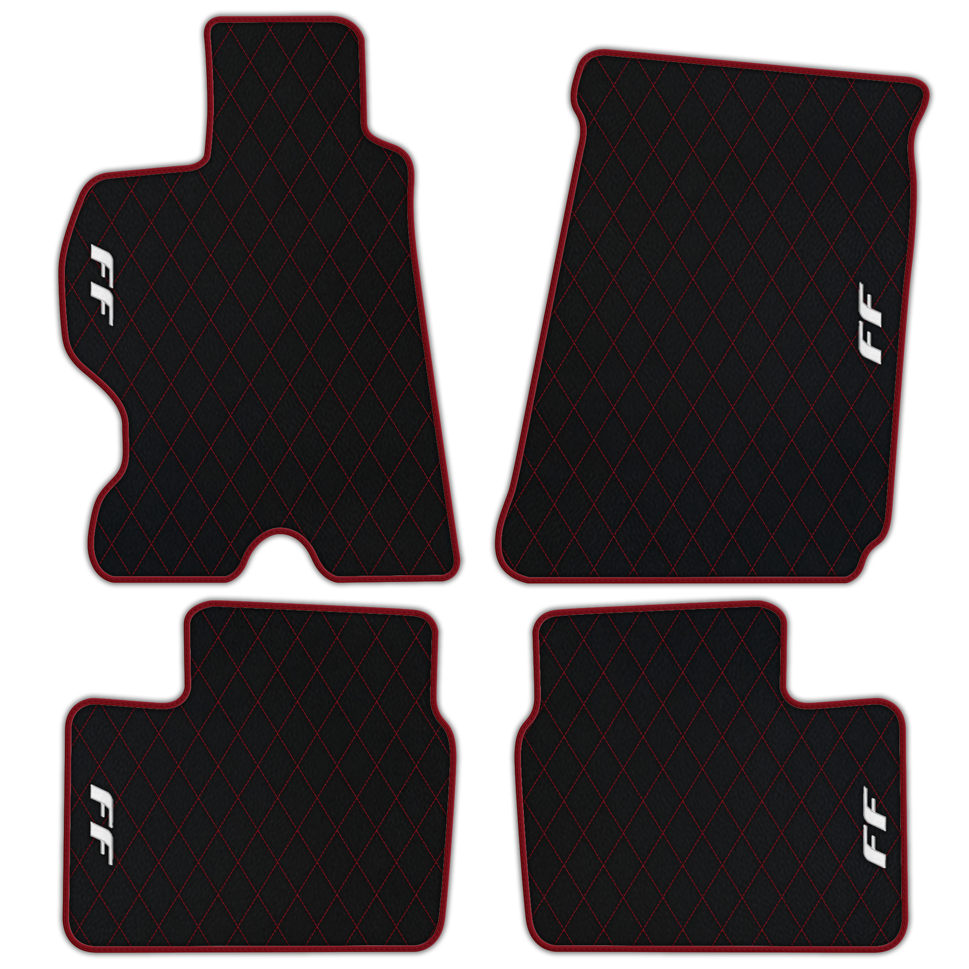Luxury Black Leather Floor Mats for Ferrari Roma (2021-2024)