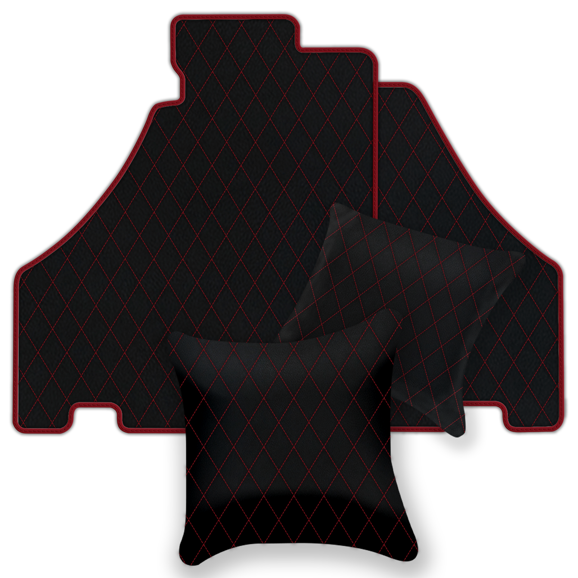 Black Floor Mats For Ferrari 360 Modena 1999-2005 With Red Alcantara Leather - AutoWin