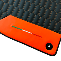 Black Floor Mats for Lamborghini Urus with Orange Leather - AutoWin