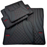 Black Leather Floor Mats for Mercedes-Benz G Class W463 (2008-2018) ER56 Design - AutoWin