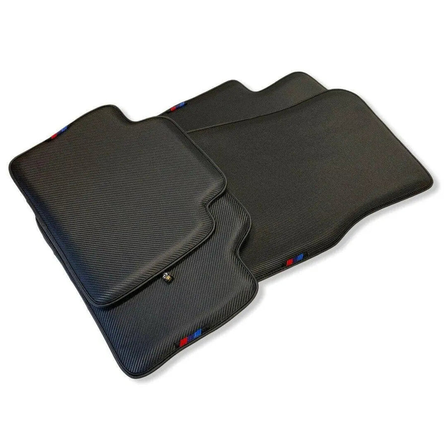 Floor Mats For BMW M5 G90 (2023-2026) Sedan Autowin Brand Carbon Fiber Leather - AutoWin