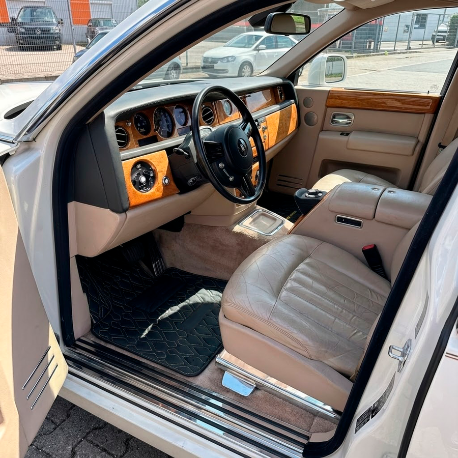 Custom Black Leather Floor Mats for Rolls-Royce Phantom Drophead Coupe (2007-2016)