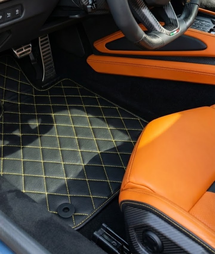 Customizable Leather Floor Mats with Triangle Pattern for Lamborghini Temerario (2025-2026)