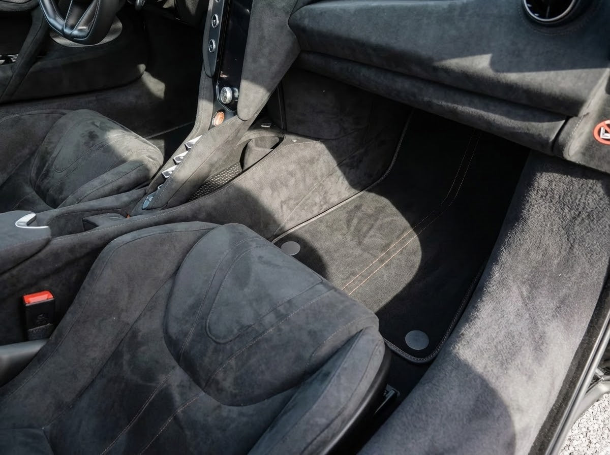 Customizable Leather Floor Mats with Hexagon Hex Pattern for McLaren 750S (2023-2025) - AutoWin