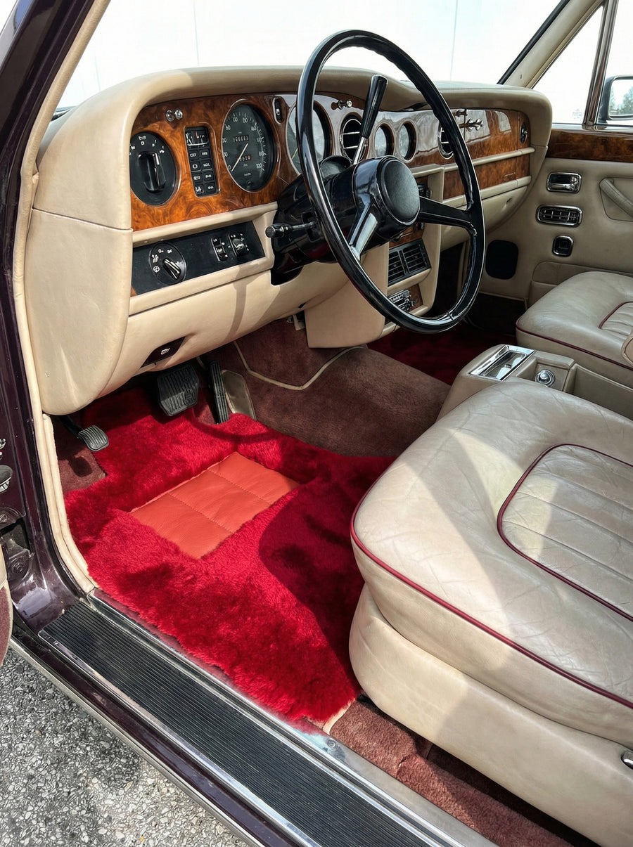 Alfombrillas de piel de oveja rojas para Rolls Royce Shadow