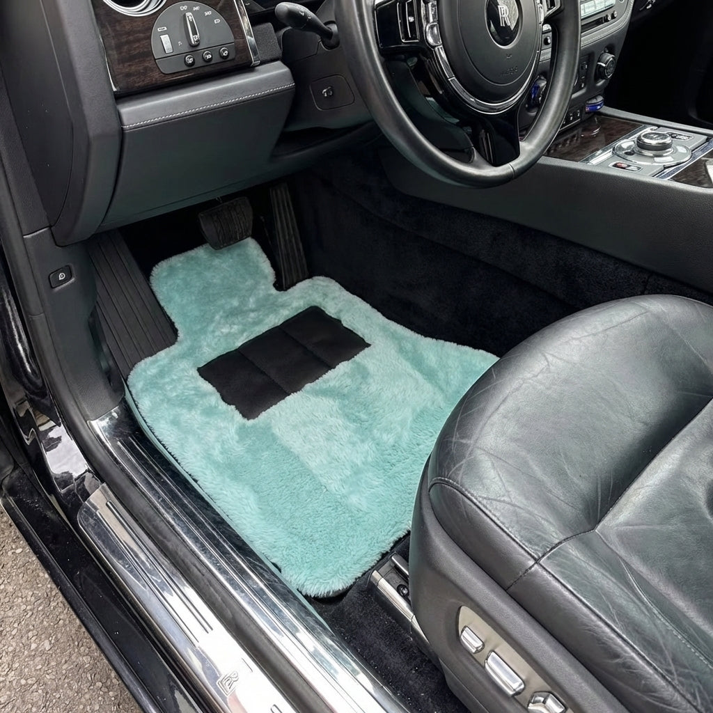 Tiff Blue Sheepskin Floor Mats For Rolls Royce Ghost Series I (2010–2020) Er56 Design Brand