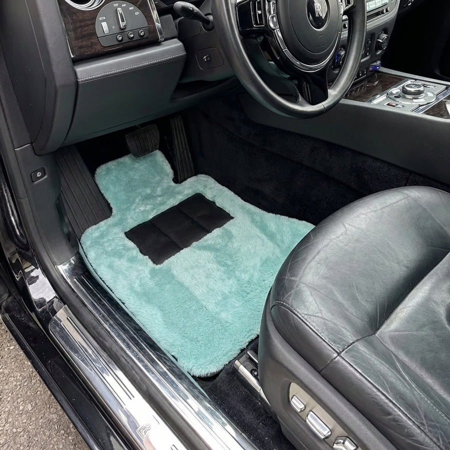 Alfombrillas de coche de piel de oveja azul Tiff para Rolls Royce Ghost Series II (2021-2024) de la marca ER56
