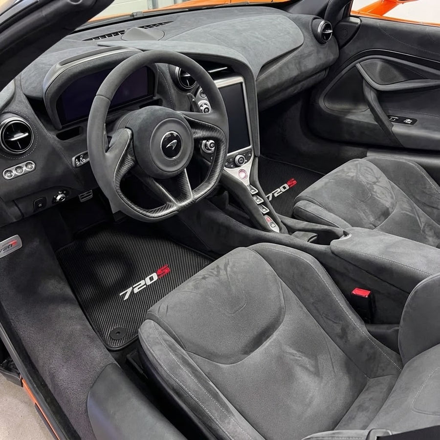 سجاد السيارات لمكلارين 720S مجموعة سجادات مخملية سوداء
