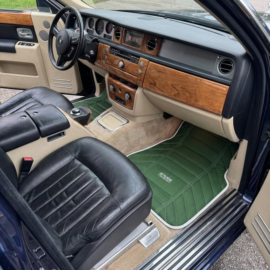 Alfombrillas de cuero verde para Rolls Royce Black Badge