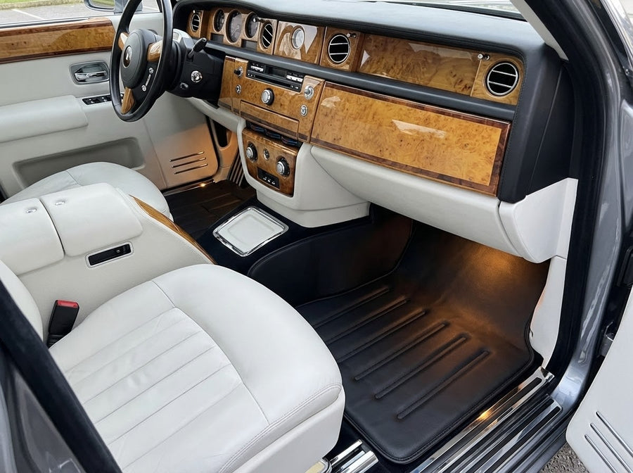 Lederfußmatten für Rolls Royce Black Badge Phantom 2003–2016 Schwarz