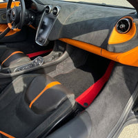 Black Floor Mats for McLaren 570S (2015-2021) with Red Alcantara Leather