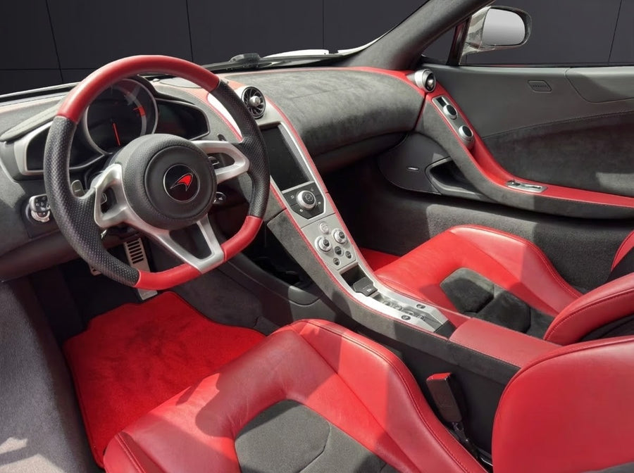 Alfombrillas de coche para McLaren MP4-12C (2011–2014) Juego de Alfombrillas A Medida Rojas AutoWin