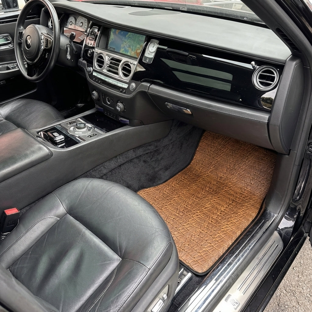 Natural Color Medical Sheepskin Floor Mats for Rolls Royce Ghost Series I | Relugan - ER56 Design