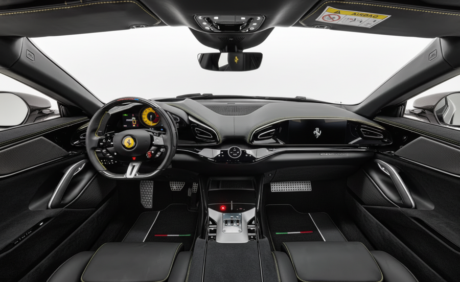 Tapis de voiture noirs pour Ferrari Purosangue en cuir