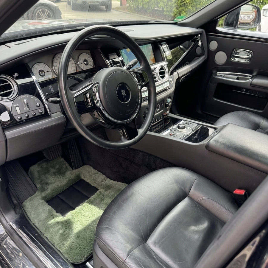Tapis de voiture en peau de mouton vert clair pour