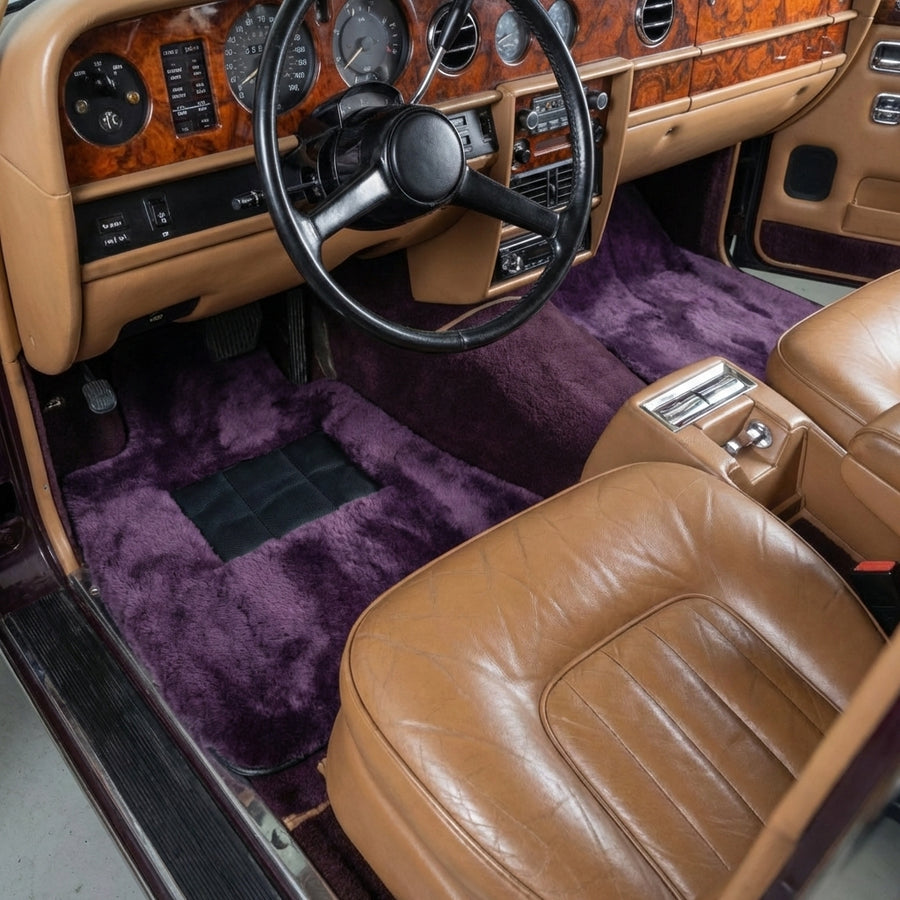 Tapis de voiture en peau de mouton violet pour Rolls-Royce