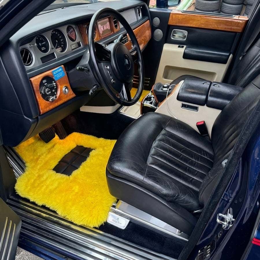 Alfombrillas de piel de oveja amarillas para Rolls Royce