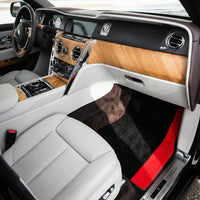 Tapis de voiture noirs sur mesure pour Rolls Royce Cullinan avec cuir Alcantara rouge