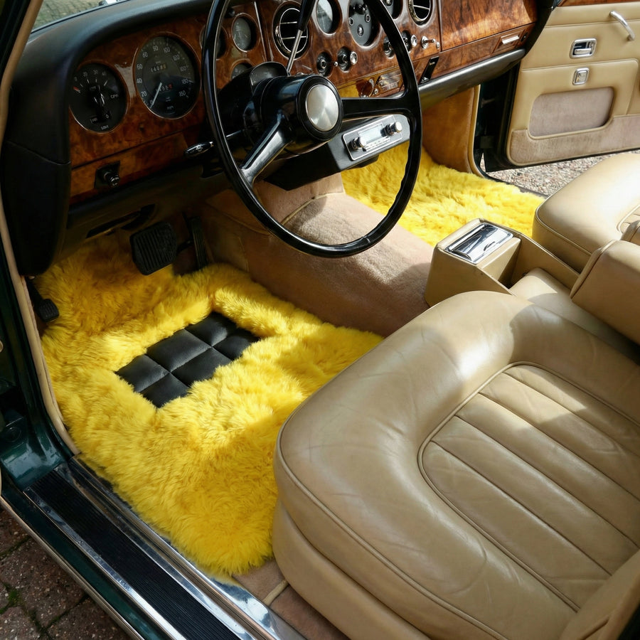 Gelbe Schaffell-Fußmatten für Rolls Royce Shadow (1965–1977), Marke ER56 Design