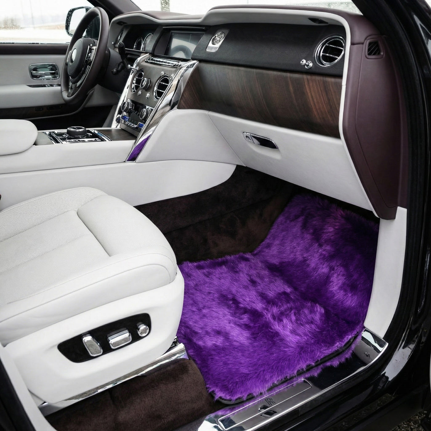 Tappetini per auto in pelle di pecora viola per Rolls-Royce Cullinan (2018-2025)
