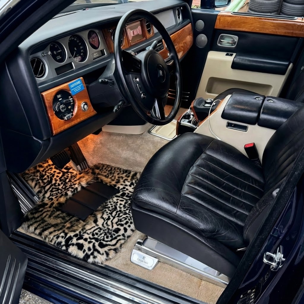 Tapis de voiture en fourrure de léopard pour Rolls-Royce Phantom VIII (2017-2024)