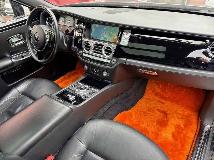 Orange Sheepskin Floor Mats For Rolls Royce Ghost Series II (2021-2024) ER56 Design Brand
