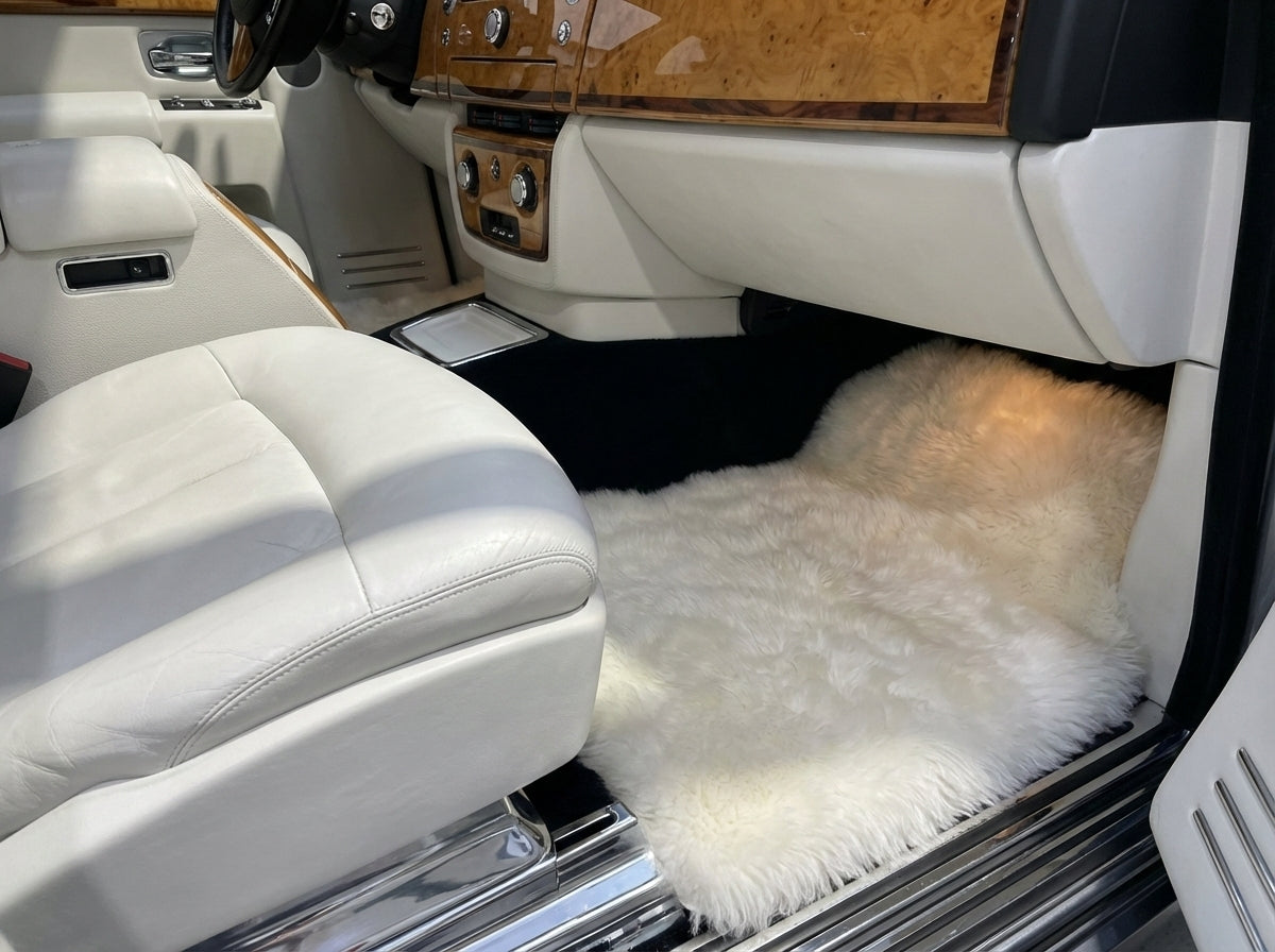 Tappetini in pelle di pecora bianca per Rolls Royce Phantom Drophead Coupe 2007–2016