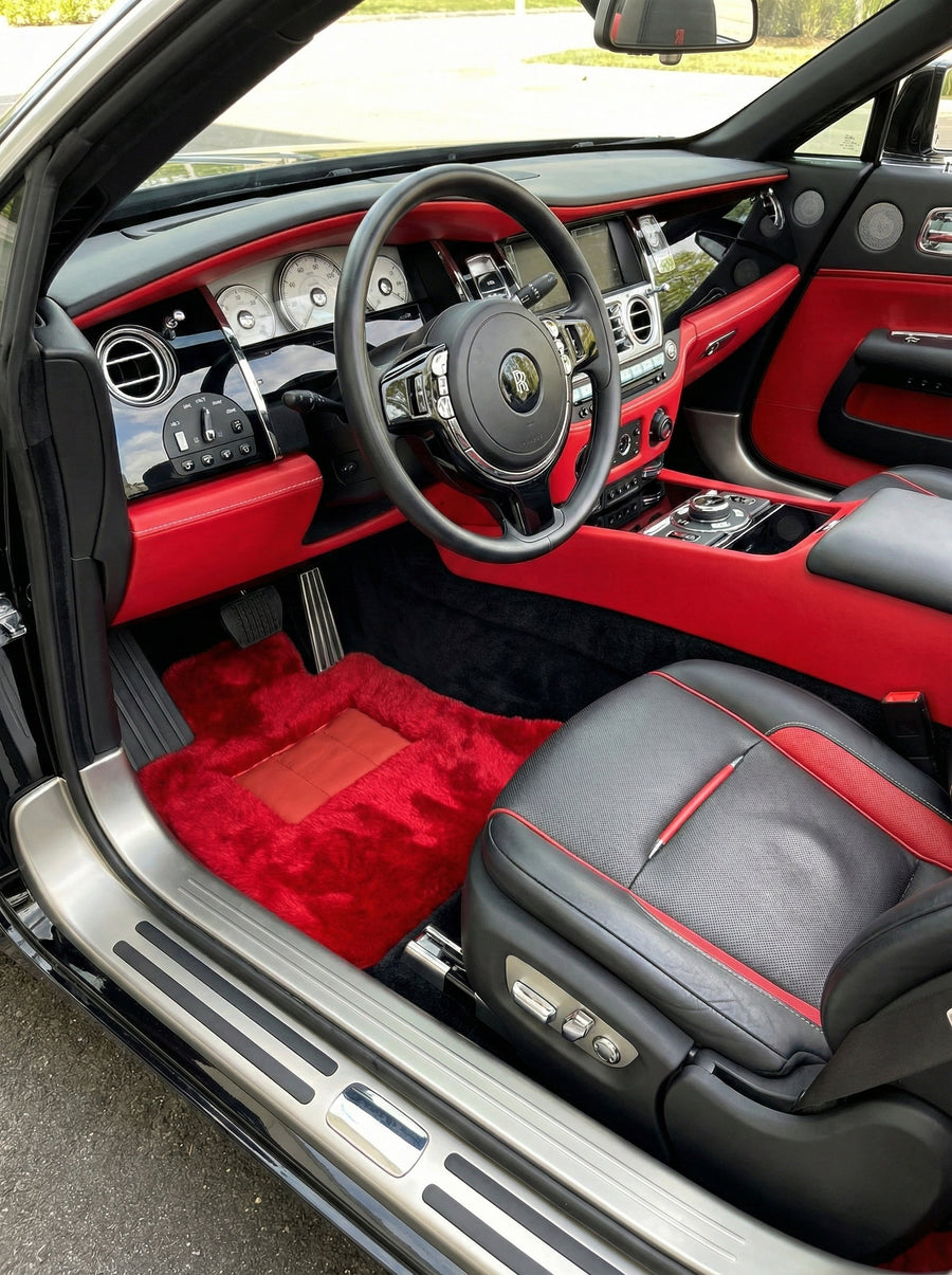 Tappetini in pelle di pecora rossi per Rolls Royce Dawn Rr6 2016-2023 Er56 Design Brand