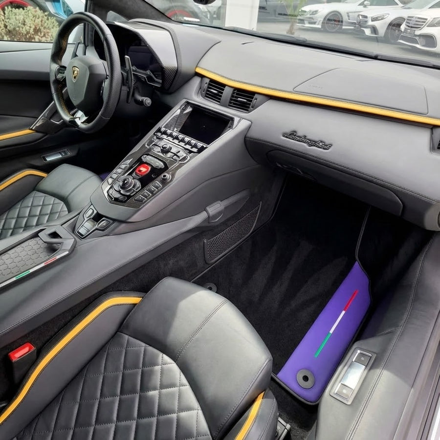 Tappetini per auto in pelle viola personalizzabili per