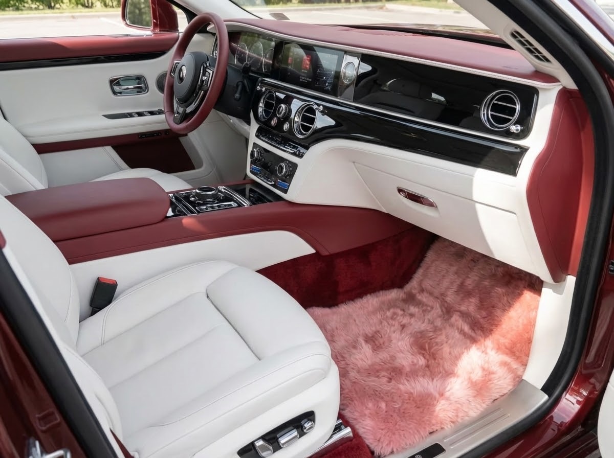 Tappeti in vera pelle di pecora rosa per Rolls Royce Spectre (2023-2024) Brand Design