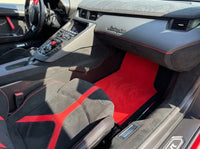 Tappeti per auto rossi personalizzabili per Lamborghini Aventador in pelle Alcantara