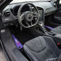 Tappeti per auto in pelle viola e nera per McLaren 720S | Bordo nero