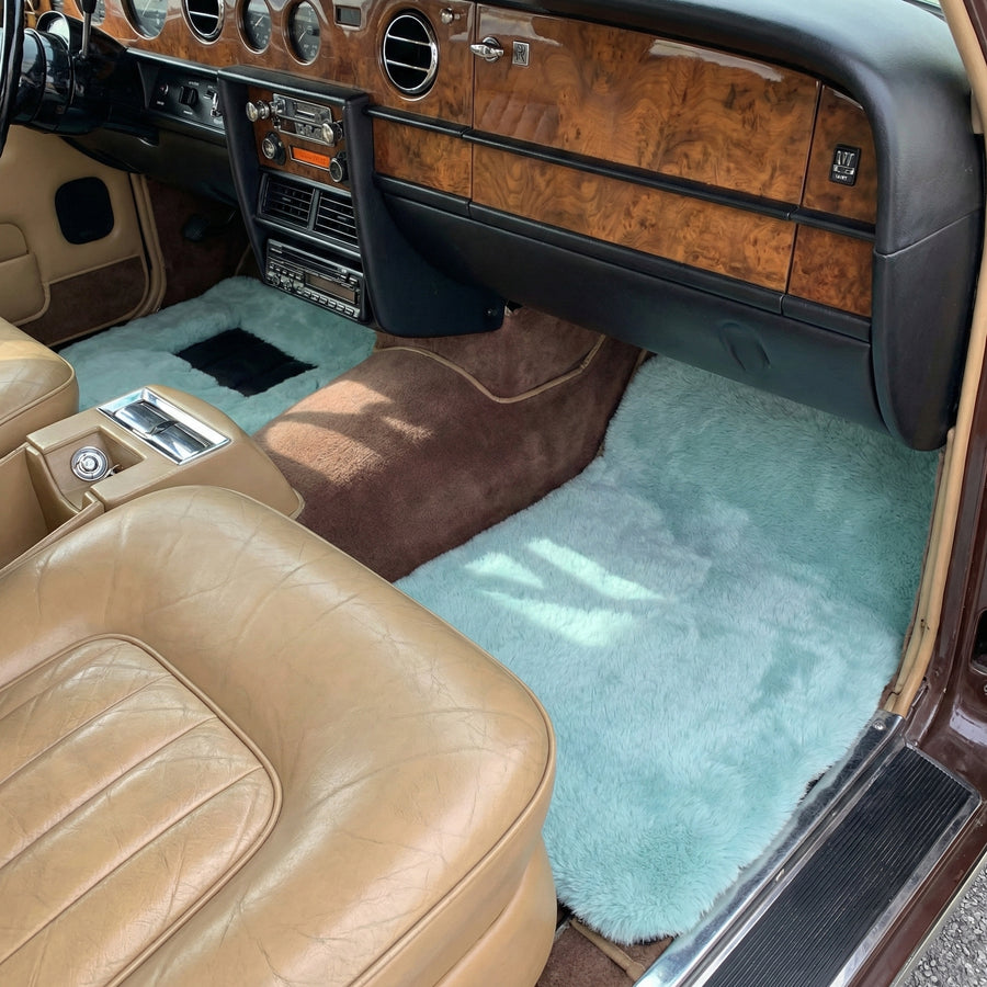 Alfombrillas de Piel de Oveja Azul Tiffany Para Rolls Royce Shadow 1965-1977