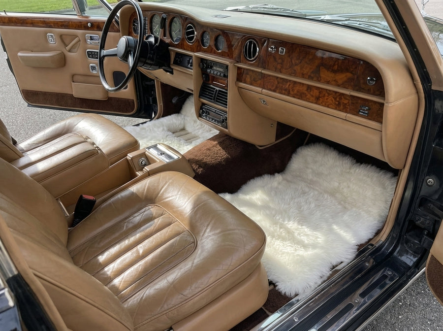 Tapis de voiture en peau de mouton blanc pour Rolls Royce