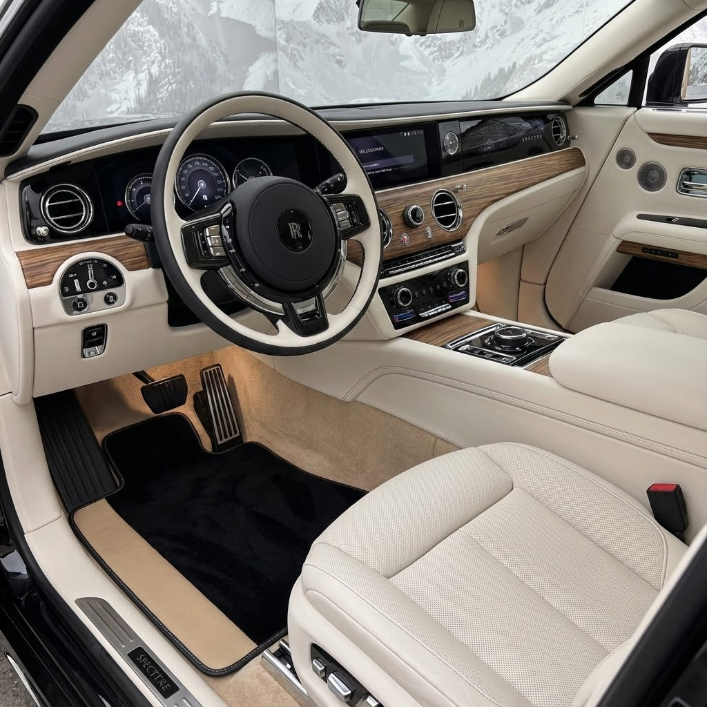 Tapis de voiture personnalisés pour Rolls Royce Spectre (2023-2024) en cuir beige