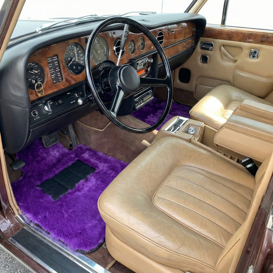 Tappetini in pelle di pecora viola per Rolls-Royce Shadow (1965-1977)